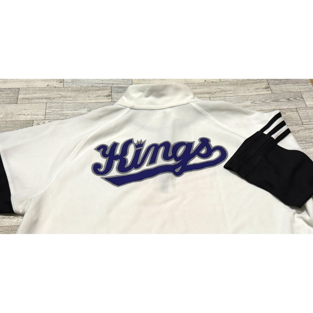 Adidas Sacramento Kings NBA Quarter Zip Shooting Shirt White Black Mens Large